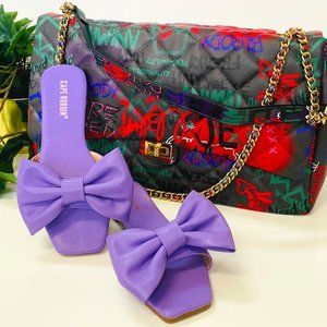 "Dee" Lilac Bow Slip On Sandals